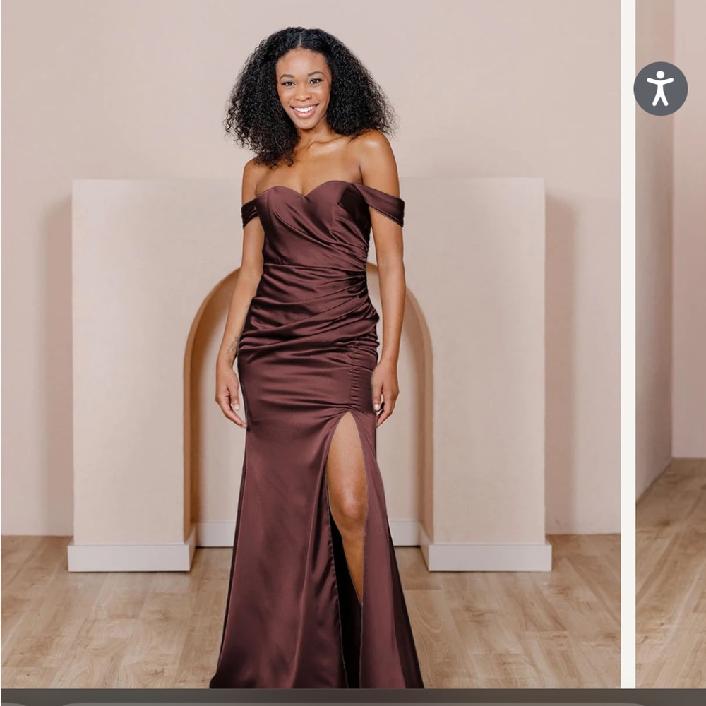 Ariel Convertible Satin bridesmaid Dress- mahogany size 14 petite